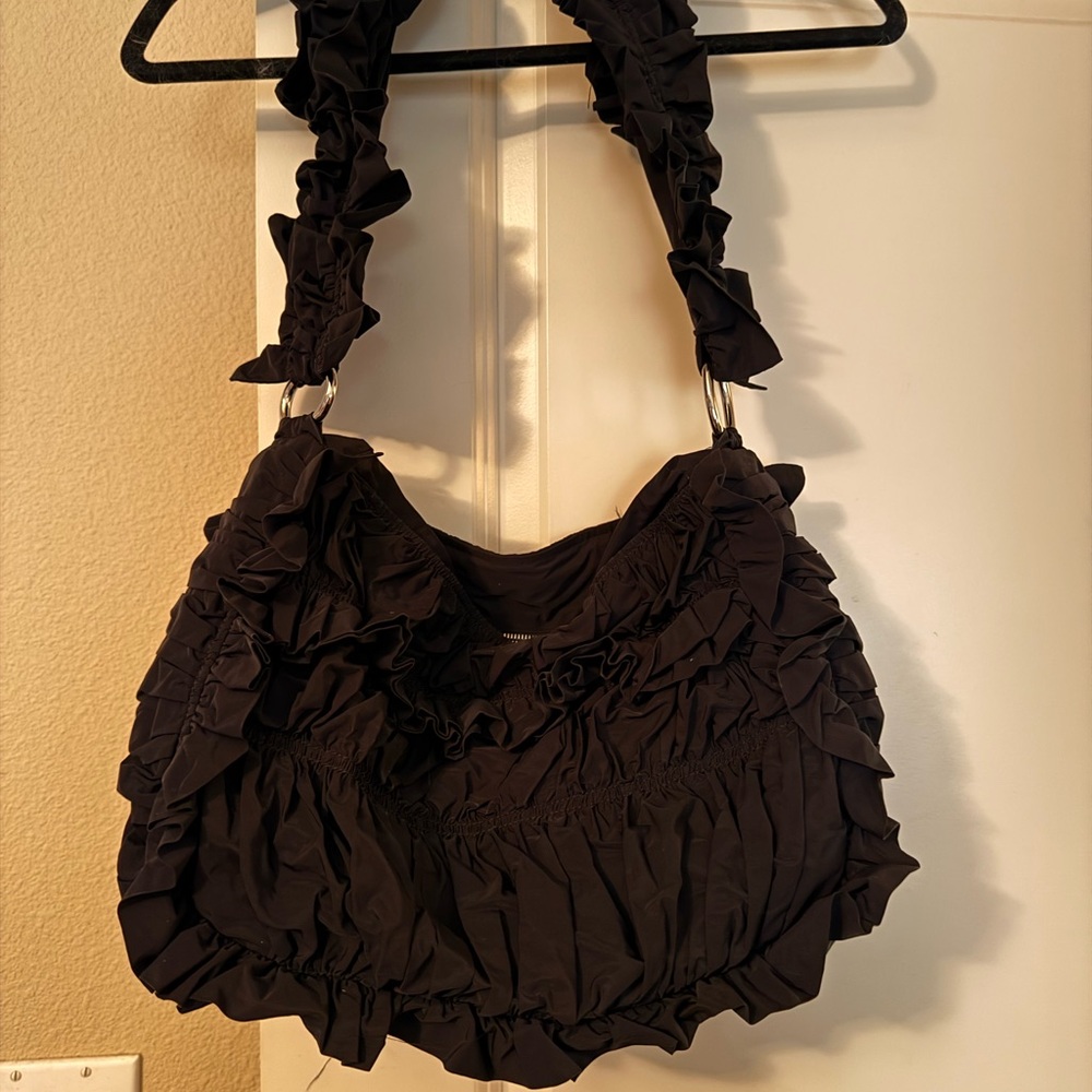 Molly Goddard Hand ruffled Black shoulder bag